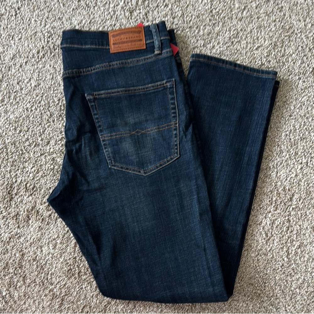 Lucky Brand Men's Deep Indigo Slim Straight Jeans 36x32